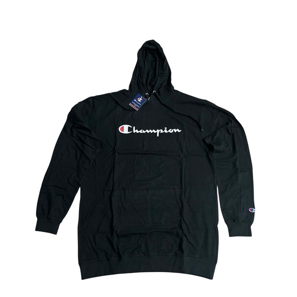 Champion Black Pullover Hoodie with White Logo